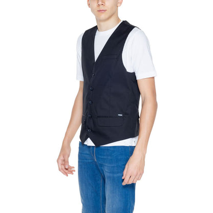 Gianni Lupo Black Cotton Waistcoat Gianni Lupo