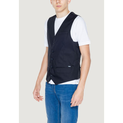 Gianni Lupo Black Cotton Waistcoat Gianni Lupo