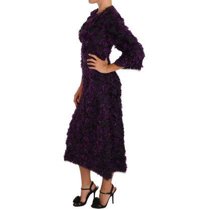 Dolce & Gabbana Purple Fringe Midi Sheath Dress Dolce & Gabbana