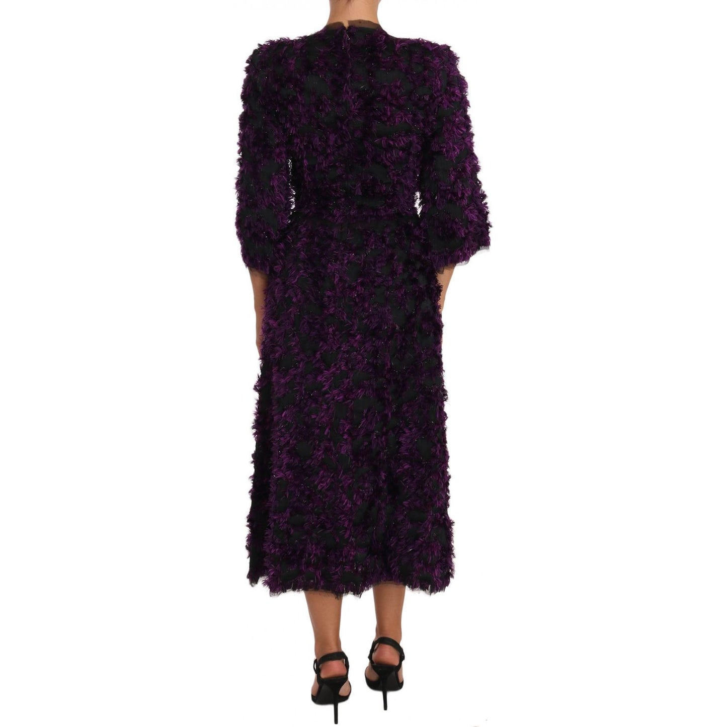 Dolce & Gabbana Purple Fringe Midi Sheath Dress Dolce & Gabbana