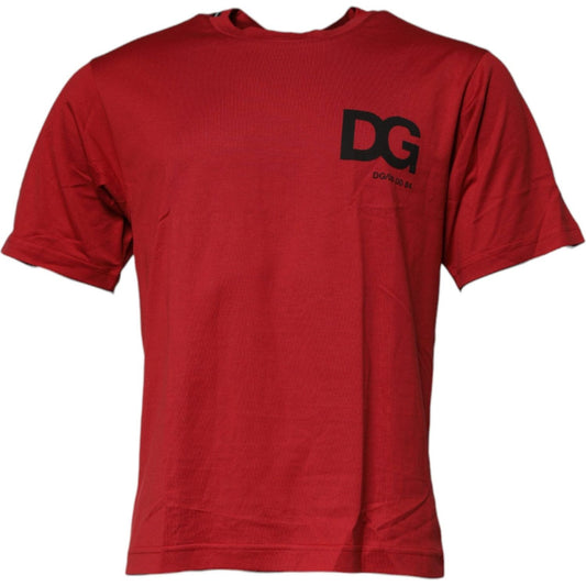 Dolce & Gabbana Red DG Logo Cotton Crew Neck T-shirt TSH90051-46