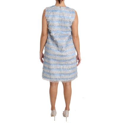 Dolce & Gabbana Light Blue Silver Shift Gown Dress Dolce & Gabbana
