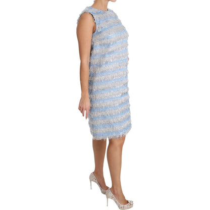 Dolce & Gabbana Light Blue Silver Shift Gown Dress Dolce & Gabbana