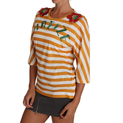 Dolce & Gabbana White Orange FIRENZE Top T-shirt Dolce & Gabbana