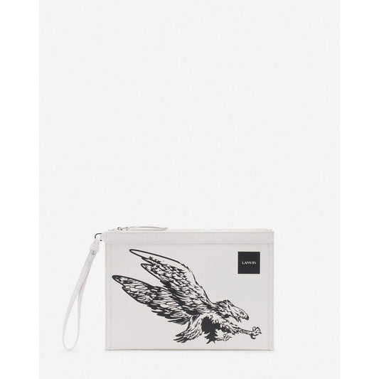 Lanvin White Leather Men Pouch Wallet LA-14934