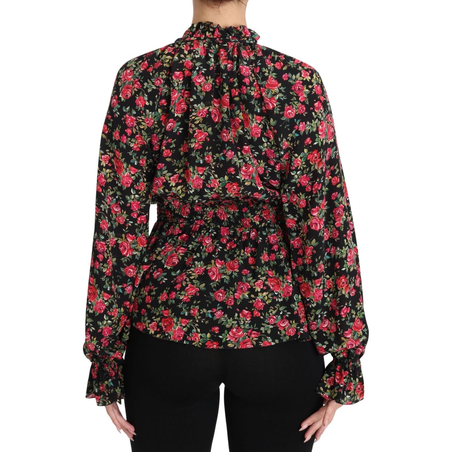Dolce & Gabbana Black Rose Print Floral Shirt Top Blouse Dolce & Gabbana