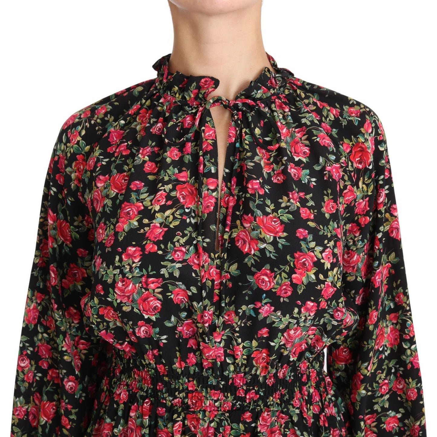 Dolce & Gabbana Black Rose Print Floral Shirt Top Blouse Dolce & Gabbana