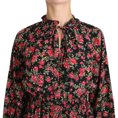 Dolce & Gabbana Black Rose Print Floral Shirt Top Blouse Dolce & Gabbana