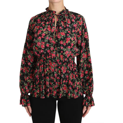 Dolce & Gabbana Black Rose Print Floral Shirt Top Blouse Dolce & Gabbana
