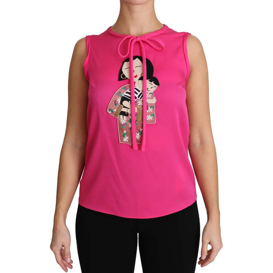 Dolce & Gabbana Pink Family Silk Tank Mama Blouse Top Shirt Dolce & Gabbana