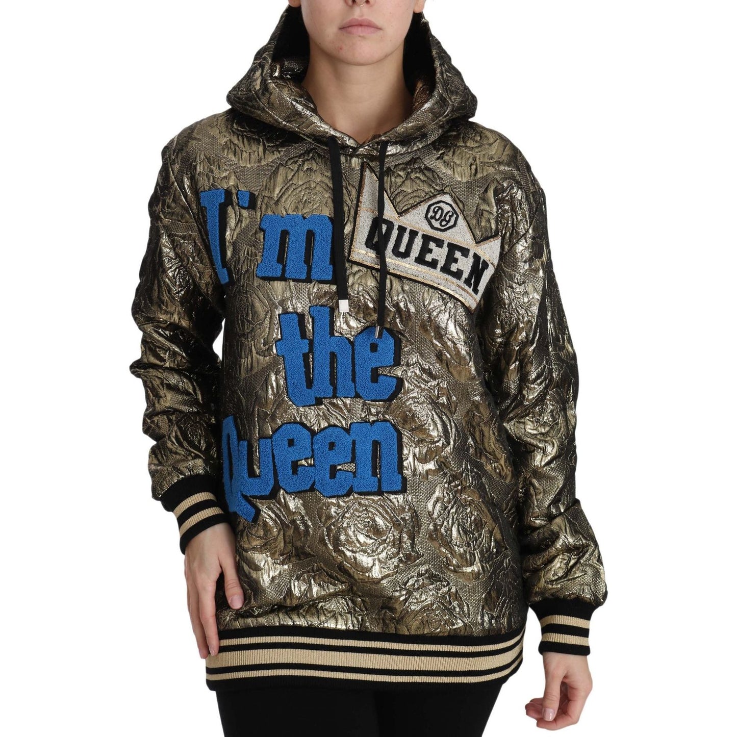 Dolce & Gabbana Im The Queen Jaquard Gold Sweatshirt Hoodie Dolce & Gabbana