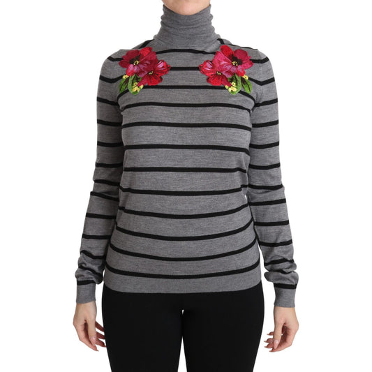 Dolce & Gabbana Gray Cashmere Silk Turtleneck Sweater Dolce & Gabbana