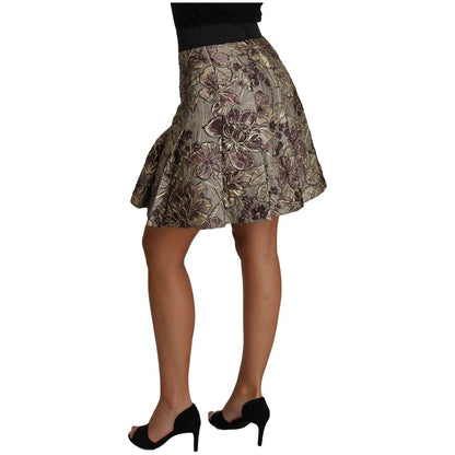 Dolce & Gabbana A-Line Mini Floral Print Jaquard Skirt Dolce & Gabbana