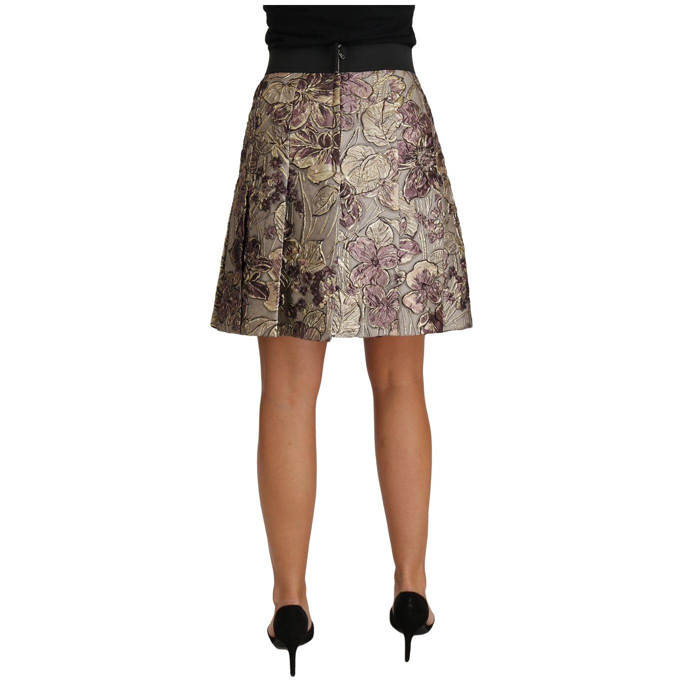 Dolce & Gabbana A-Line Mini Floral Print Jaquard Skirt Dolce & Gabbana