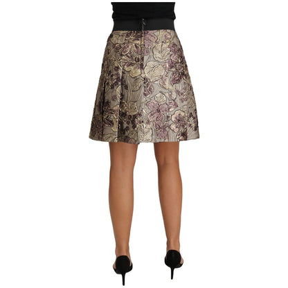 Dolce & Gabbana A-Line Mini Floral Print Jaquard Skirt Dolce & Gabbana