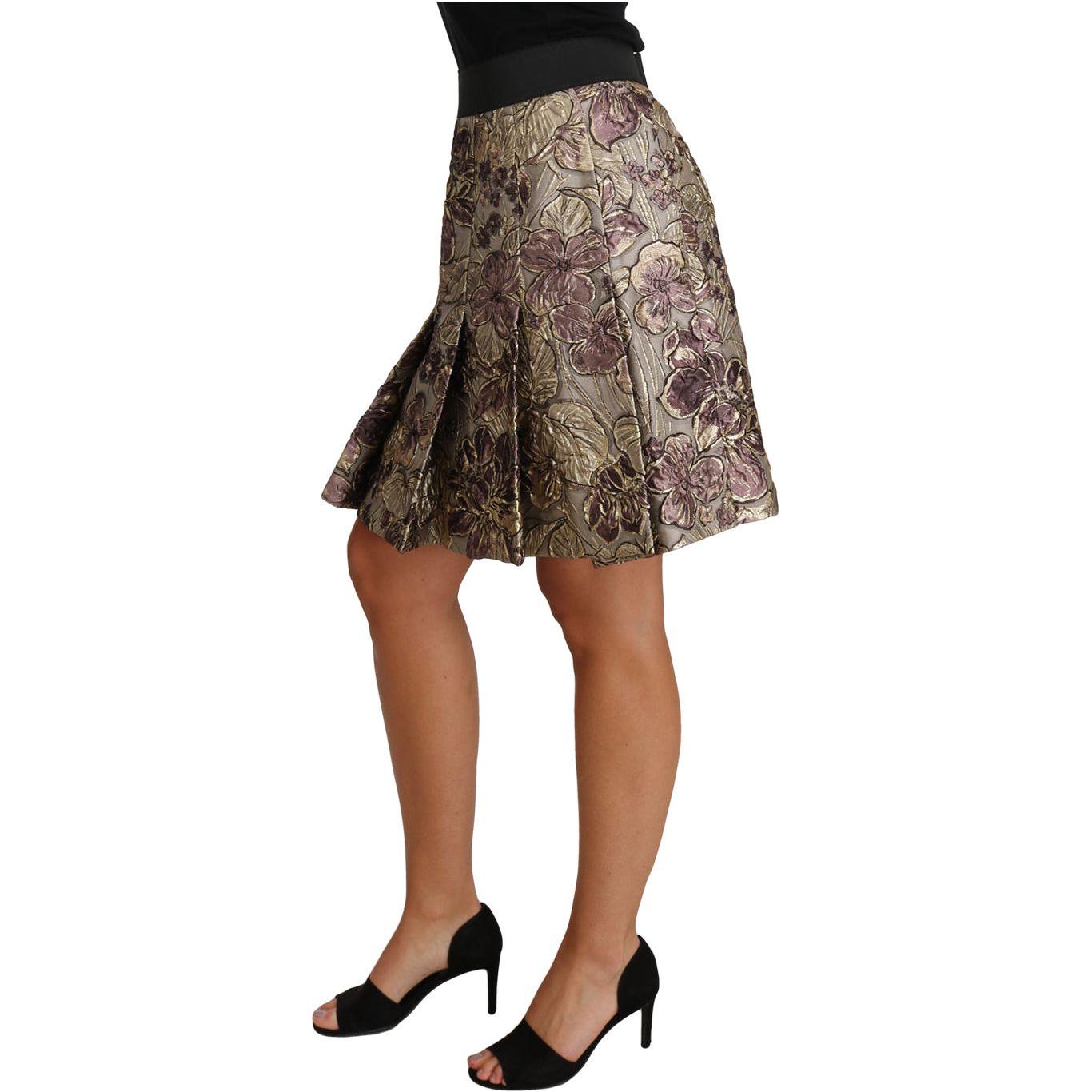 Dolce & Gabbana A-Line Mini Floral Print Jaquard Skirt Dolce & Gabbana