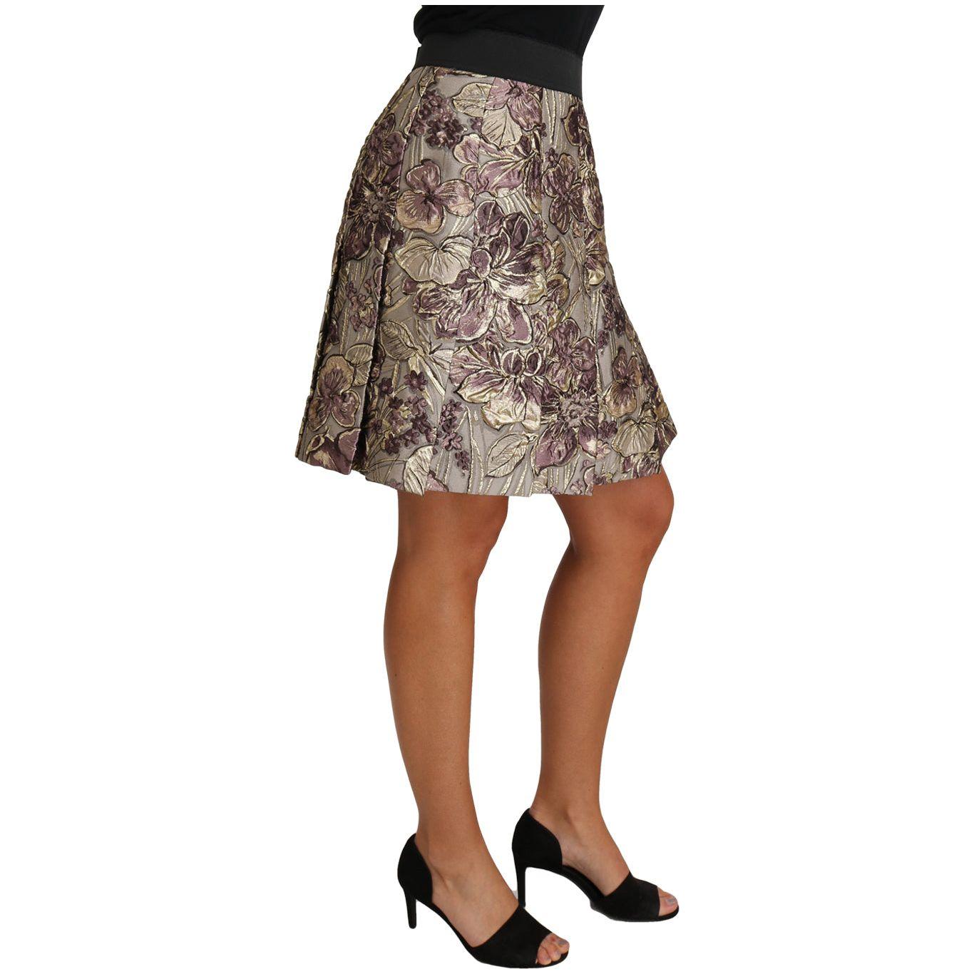 Dolce & Gabbana A-Line Mini Floral Print Jaquard Skirt Dolce & Gabbana
