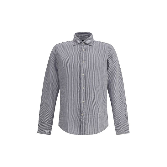 Deperlu Blue Cotton Pattern Shirt Deperlu