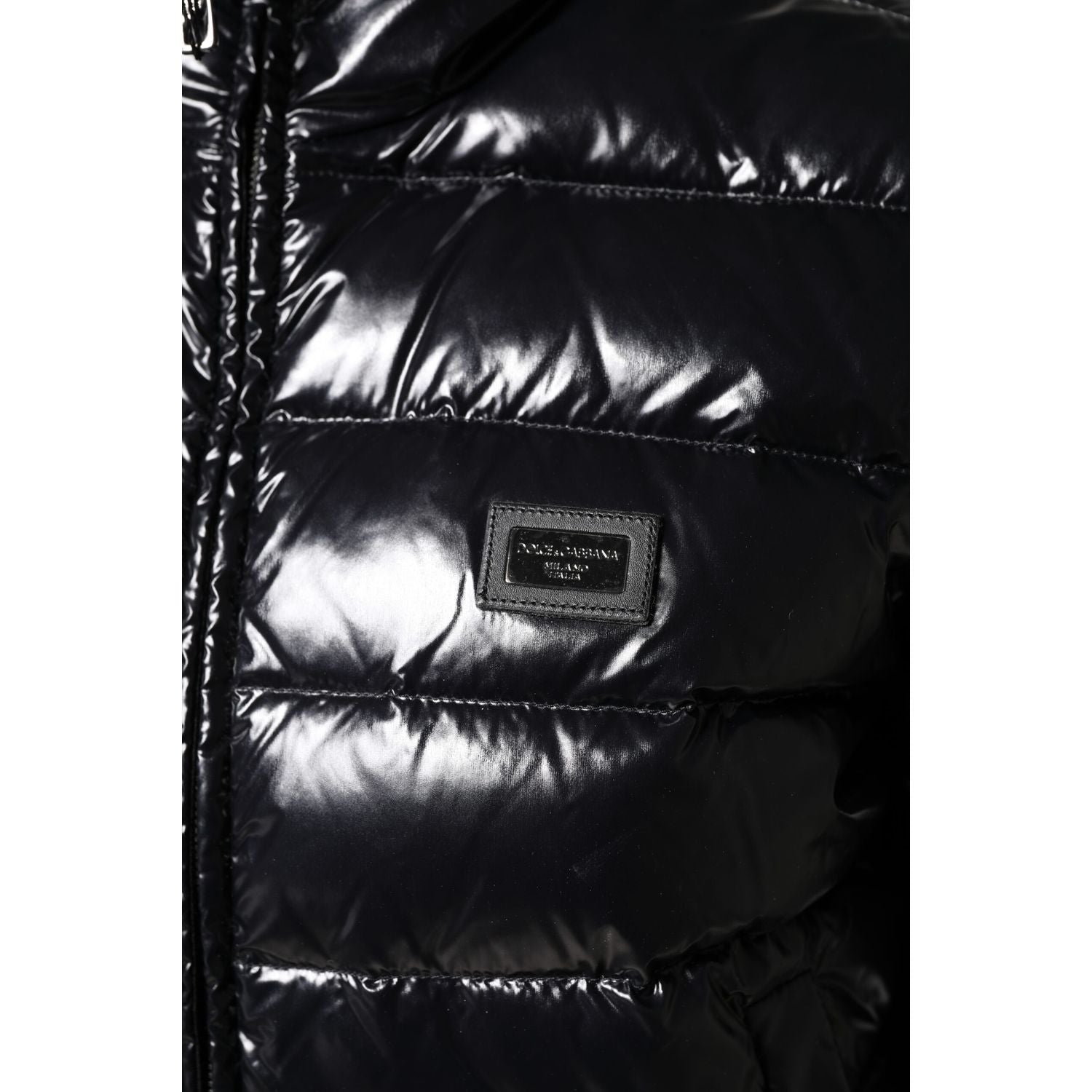 Dolce & Gabbana Black Logo Plaque Full Zip Puffer Jacket