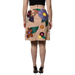 Dolce & Gabbana Beige Floral High Waist Pencil Cut Skirt SKI2085-36