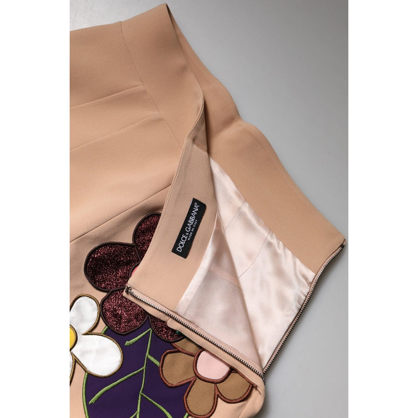 Dolce & Gabbana Beige Floral High Waist Pencil Cut Skirt SKI2085-36