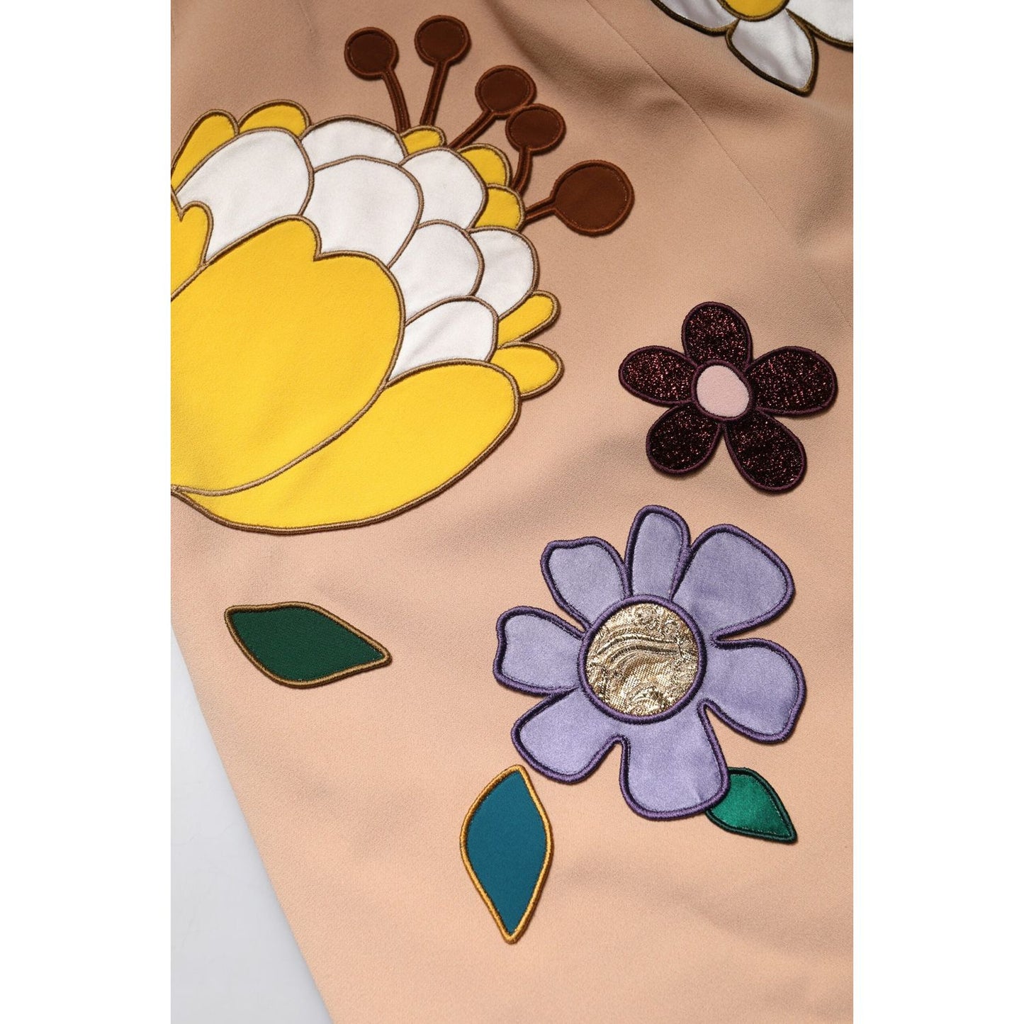 Dolce & Gabbana Beige Floral High Waist Pencil Cut Skirt SKI2085-36
