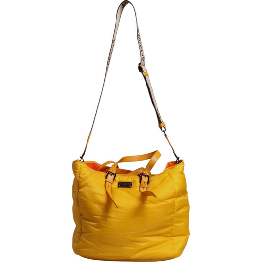 Dolce & Gabbana Yellow Orange Nylon Logo Plaque Hand Shoulder Duffle Bag BAG4350