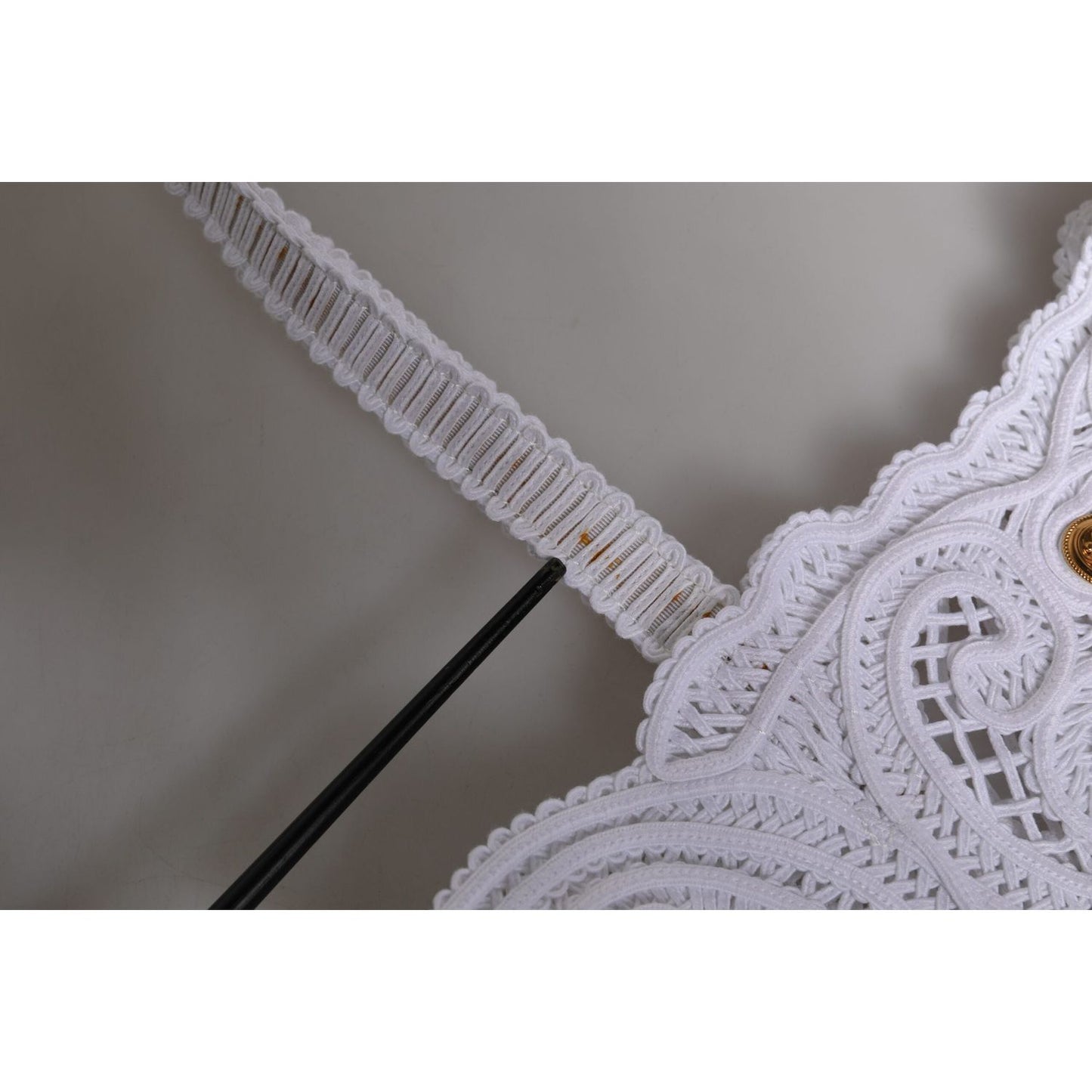 Dolce & Gabbana White Cordonetto Lace Beatrice Tote Shopping Bag BAG4396
