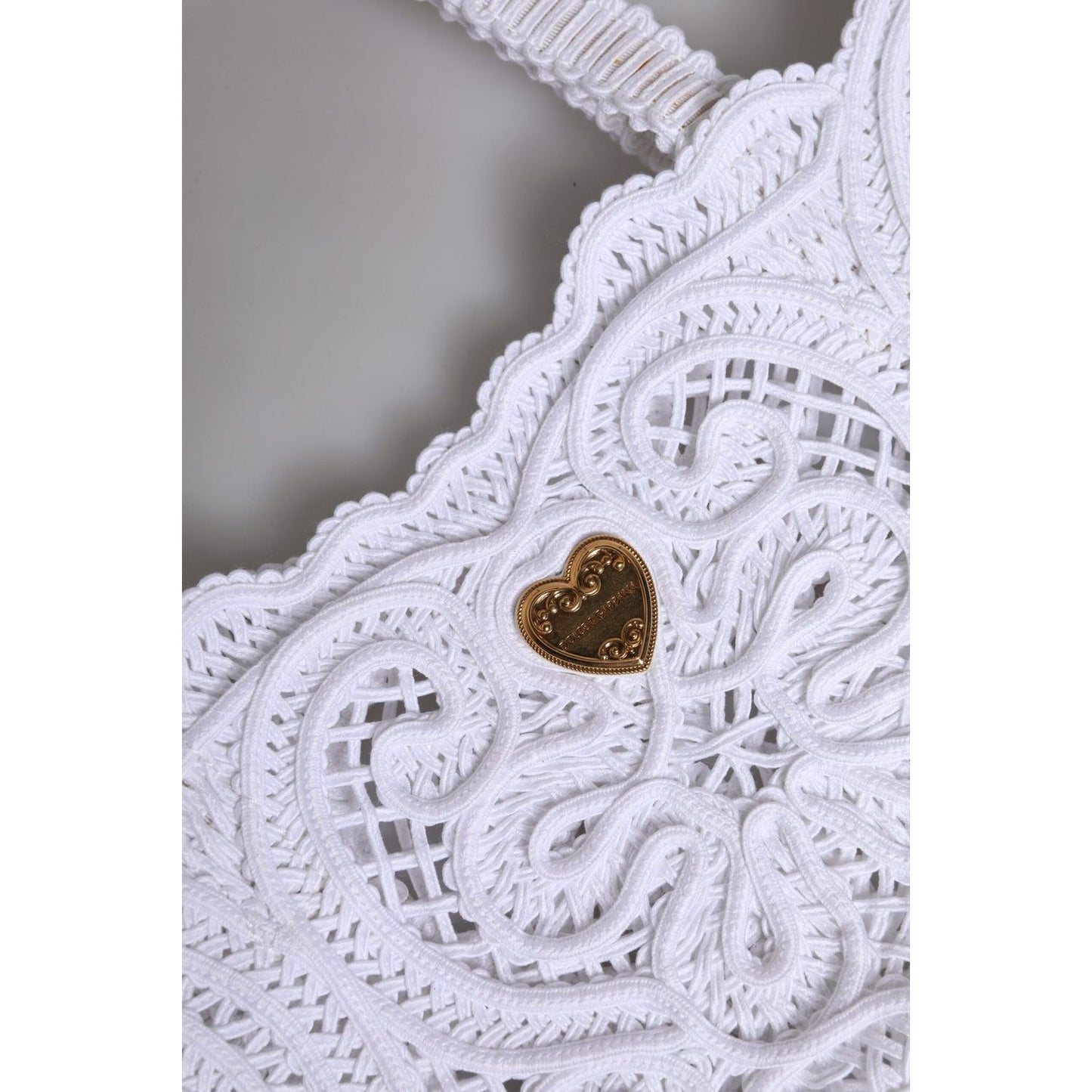 Dolce & Gabbana White Cordonetto Lace Beatrice Tote Shopping Bag BAG4396