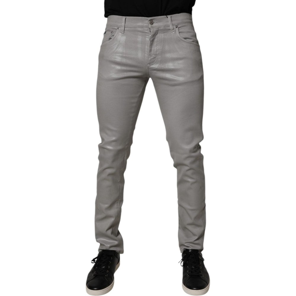 Dolce & Gabbana Gray Cotton Stretch Men Slim Fit Denim Jeans PAN75172-48