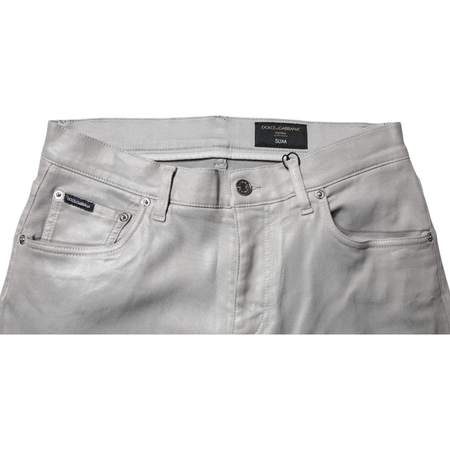 Dolce & Gabbana Gray Cotton Stretch Men Slim Fit Denim Jeans PAN75172-48