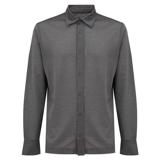 Canali Gray Cotton Pattern Shirt Canali