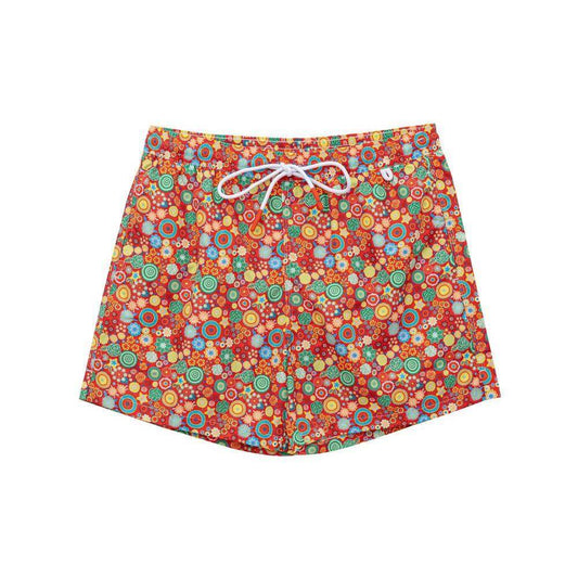 Isaia Red Polyester Swim Shorts Isaia