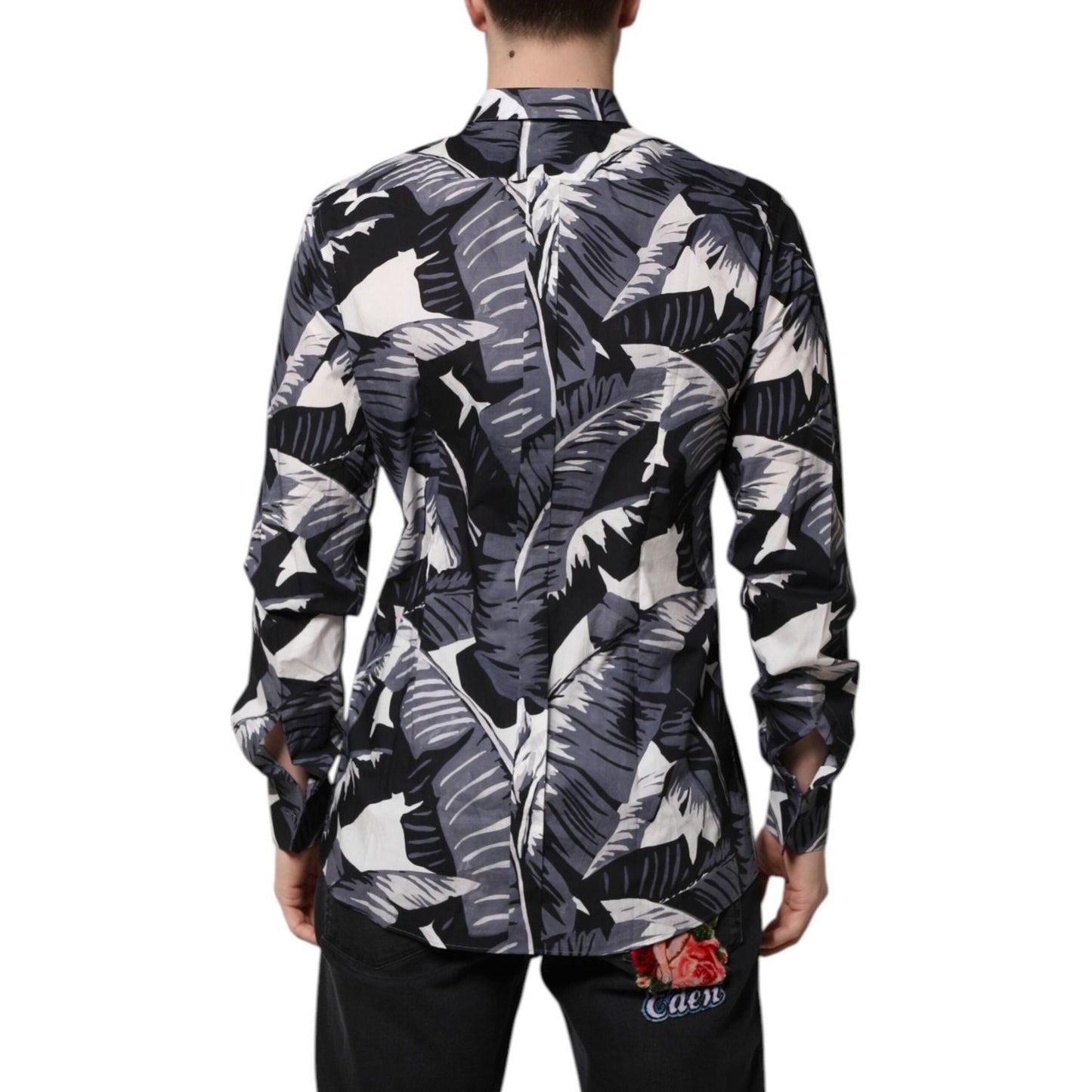 Dolce & Gabbana Multicolor GOLD Cotton Banana Leaf Print Shirt TSH90444-41