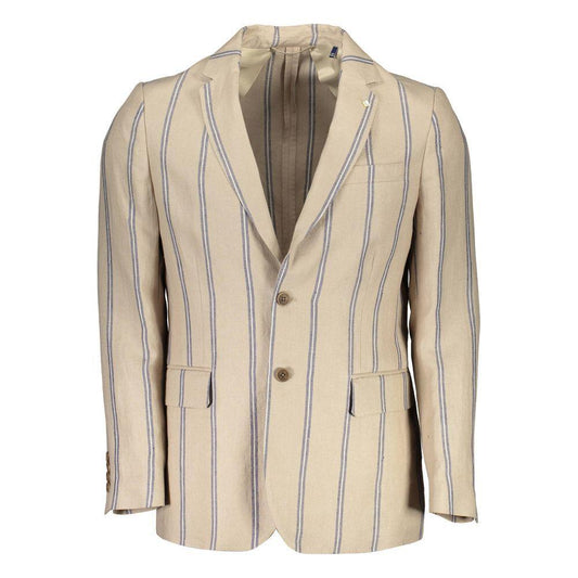 Gant Beige Linen Men Jacket GA-4636-IT48 | M