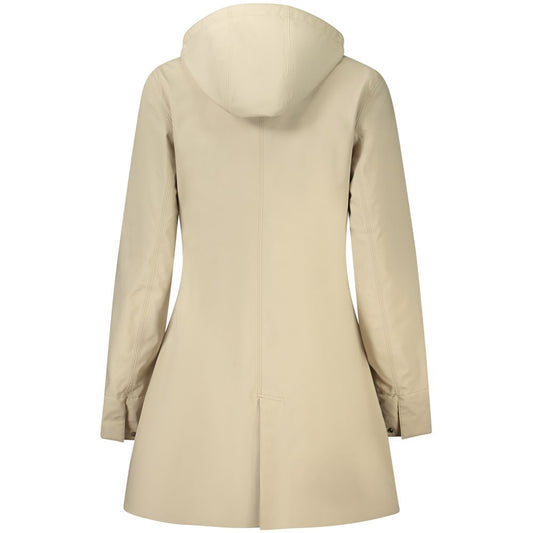 K-WAY Beige Polyester Women Coat KW-34186-S