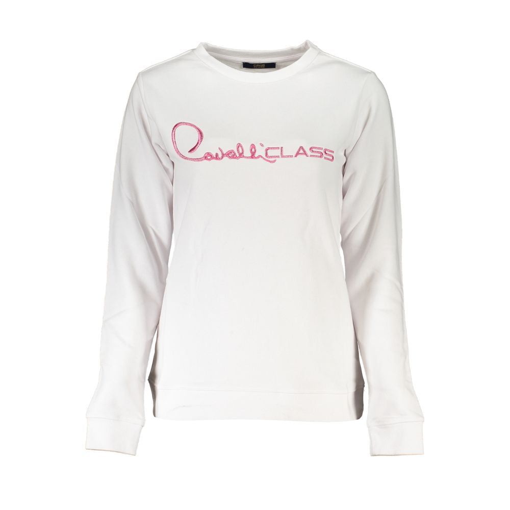 Cavalli Class White Cotton Sweatshirt Cavalli Class