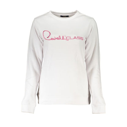 Cavalli Class White Cotton Sweatshirt Cavalli Class
