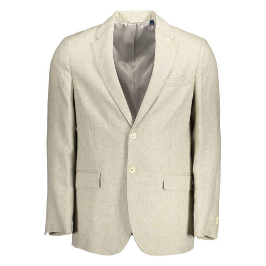 Gant Beige Linen Men Jacket GA-12649-IT48 | M
