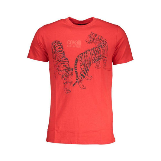 Cavalli Class Red Cotton T-Shirt CA-28468-M