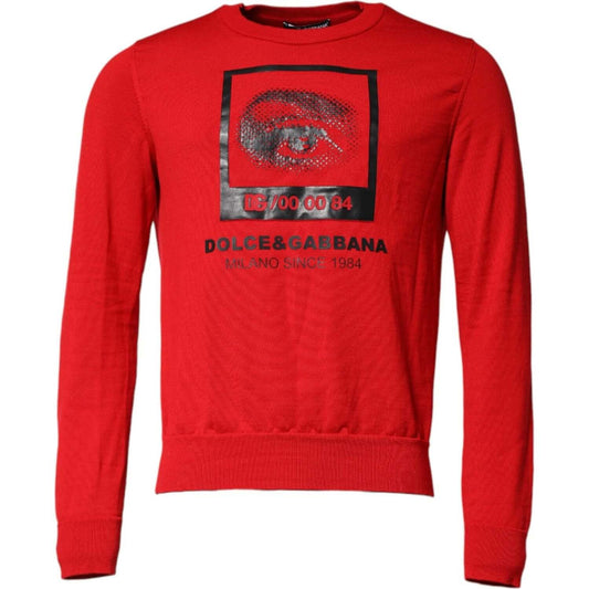 Dolce & Gabbana Red Eye Print Crew Neck Men Pullover Sweater TSH90523-50