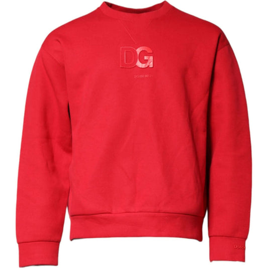 Dolce & Gabbana Red Embossed Logo Cotton Crew Neck Sweater TSH90592-50