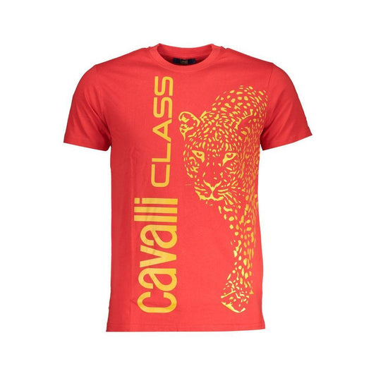 Cavalli Class Red Cotton T-Shirt CA-28589-M
