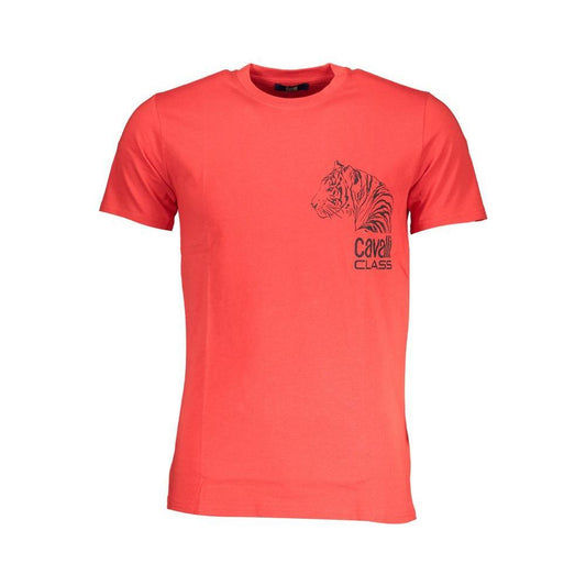 Cavalli Class Red Cotton T-Shirt CA-28469-M