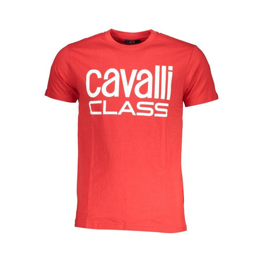 Cavalli Class Red Cotton T-Shirt CA-28576-M