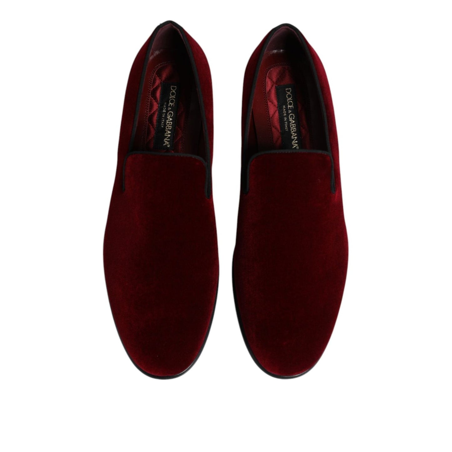 Dolce & Gabbana Red Cotton Velvet Slip On Loafers Formal Shoes MV7281-43