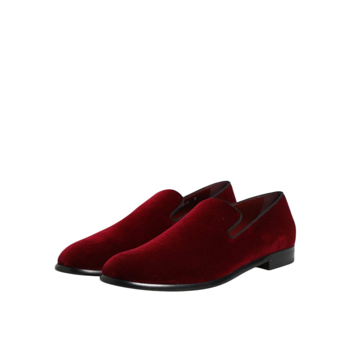 Dolce & Gabbana Red Cotton Velvet Slip On Loafers Formal Shoes MV7281-43