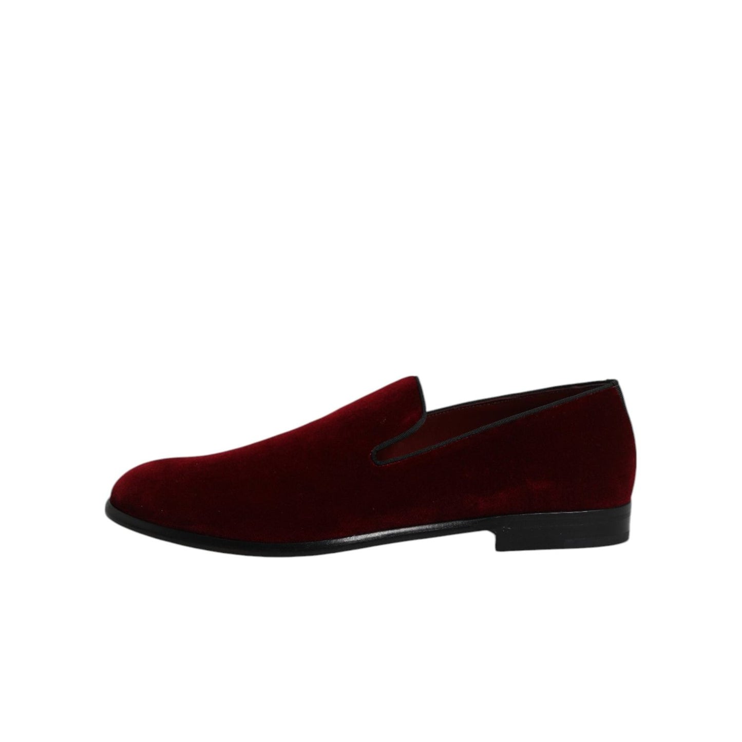 Dolce & Gabbana Red Cotton Velvet Slip On Loafers Formal Shoes MV7281-43