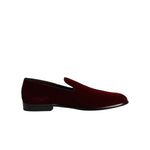 Dolce & Gabbana Red Cotton Velvet Slip On Loafers Formal Shoes MV7281-43