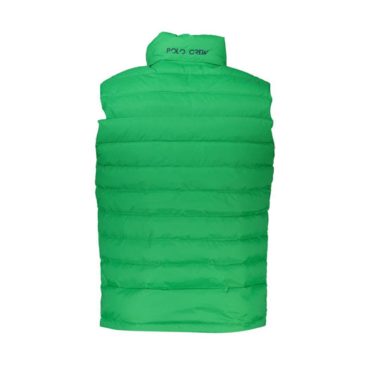 La Martina Sleek Sleeveless Green Jacket with Embroidery LA-27014-L